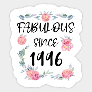 Women 25 Years Old Fabulous Since 1996 Flowers Sticker